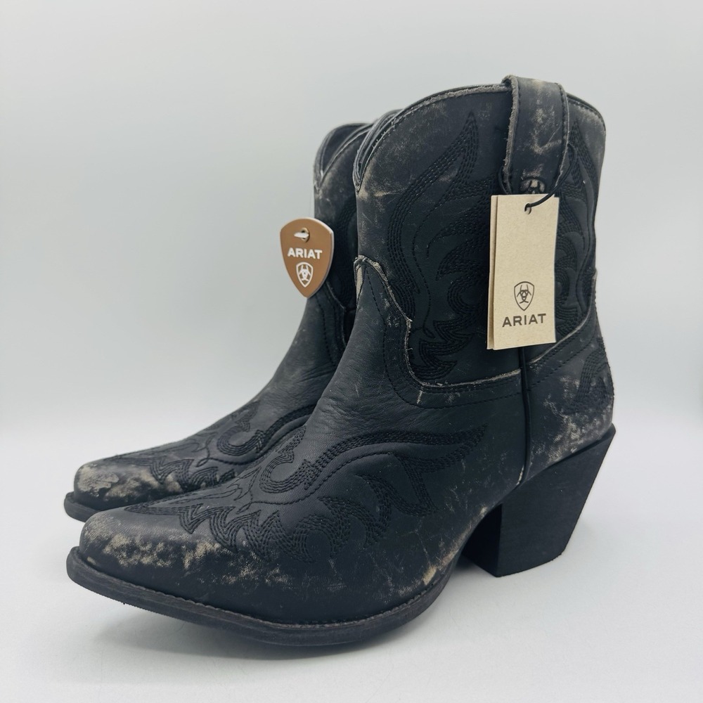 Ariat Chandler Boots Women's Size 8 C Wide Black Stonewashed Leather